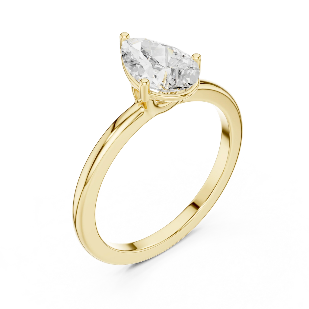 1.00 CT Pear White Gold VVS1 Moissanite Solitaire Diamond Ring
