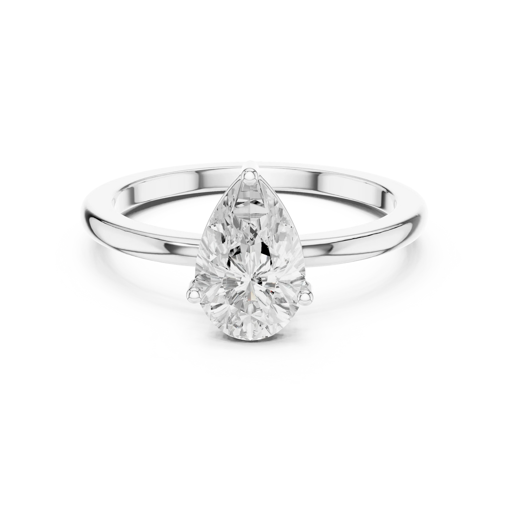 1.00 CT Pear White Gold VVS1 Moissanite Solitaire Diamond Ring