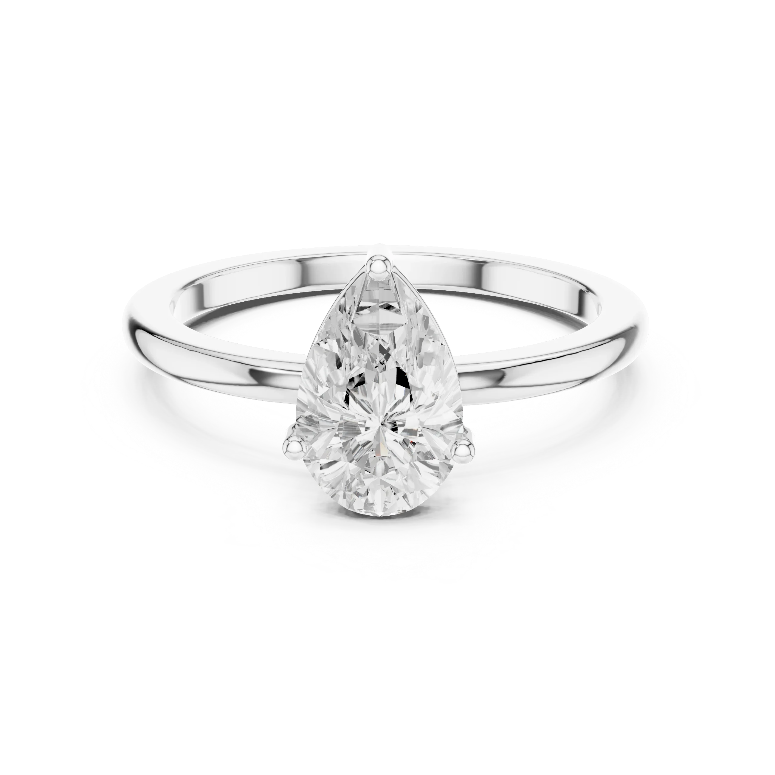 1.00 CT Pear White Gold VVS1 Moissanite Solitaire Diamond Ring