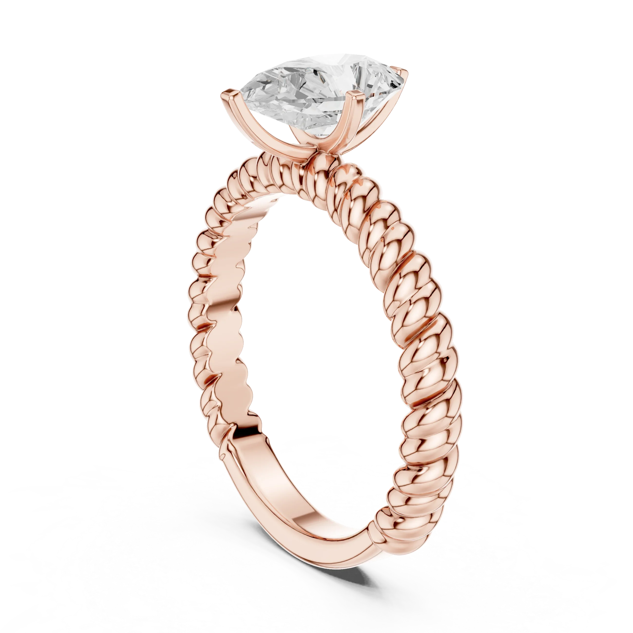 Pear Cut Certified Lab-Grown Diamond 1.00ct Solitaire Twisted Rope Ring
