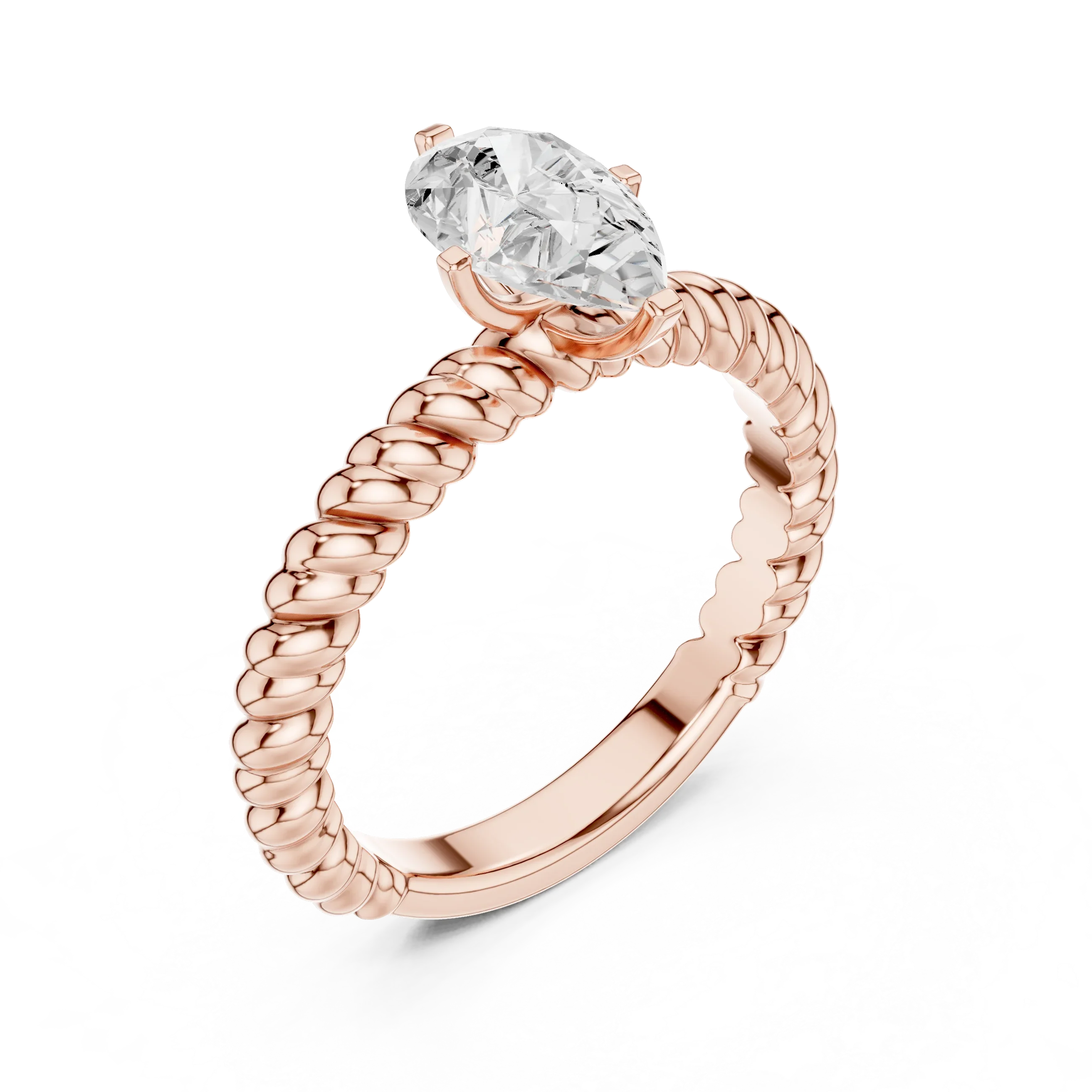 Pear Cut Certified Lab-Grown Diamond 1.00ct Solitaire Twisted Rope Ring