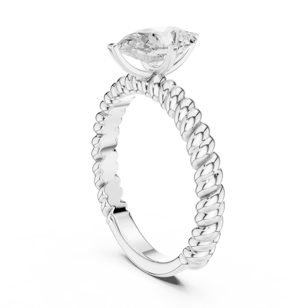 Pear Cut Certified Lab-Grown Diamond 1.00ct Solitaire Twisted Rope Ring