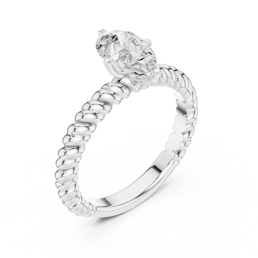 Pear Cut Certified Lab-Grown Diamond 1.00ct Solitaire Twisted Rope Ring