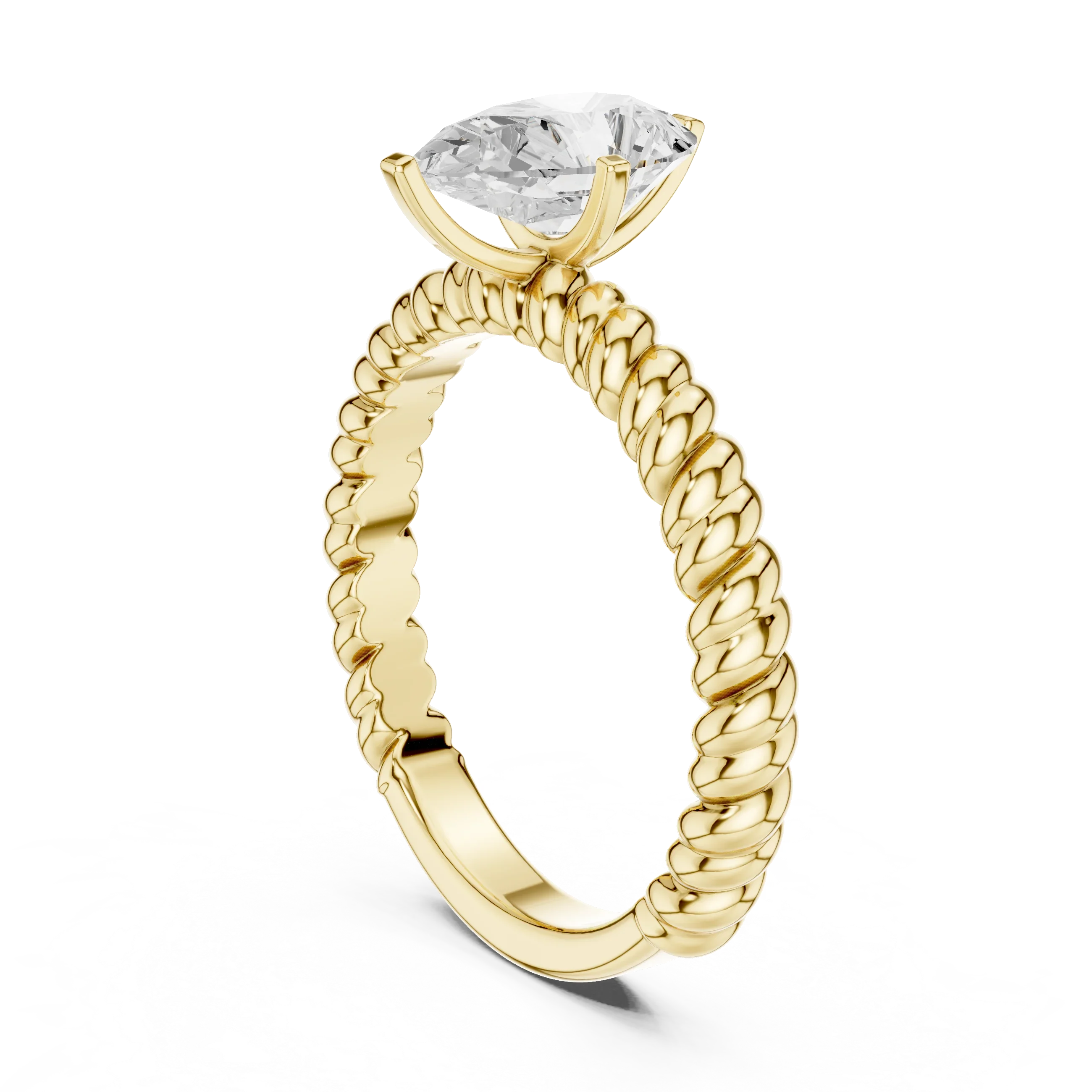 Pear Cut Certified Lab-Grown Diamond 1.00ct Solitaire Twisted Rope Ring