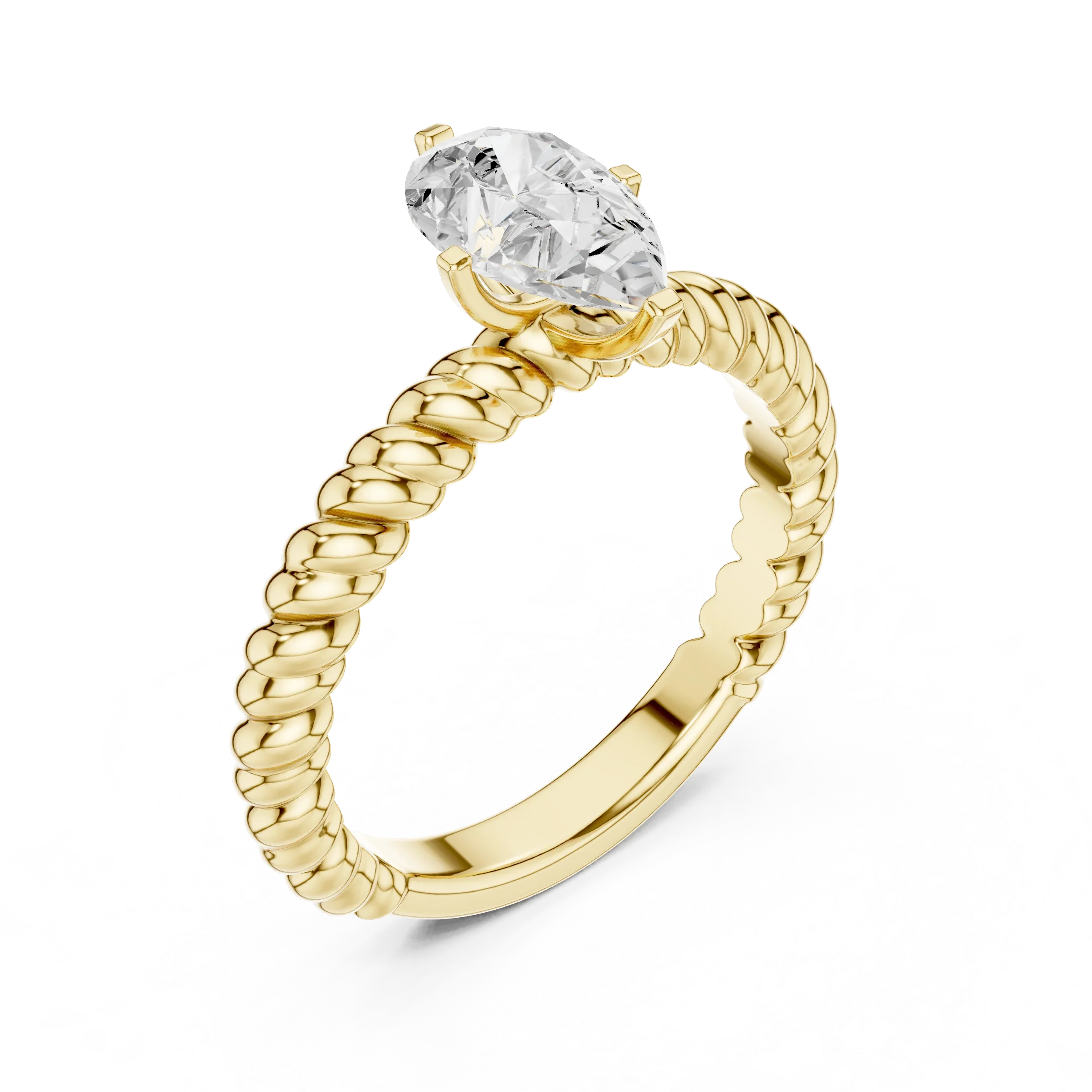 Pear Cut Certified Lab-Grown Diamond 1.00ct Solitaire Twisted Rope Ring