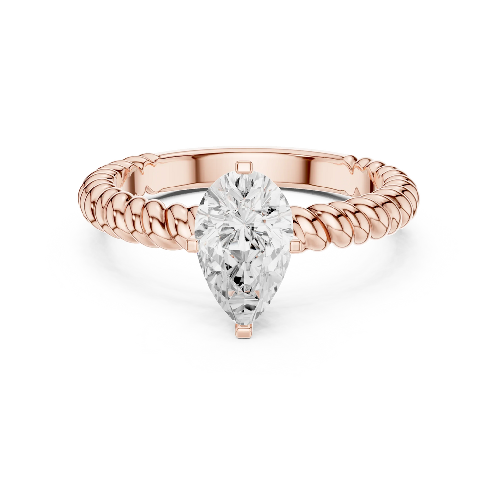 Pear Cut Certified Lab-Grown Diamond 1.00ct Solitaire Twisted Rope Ring