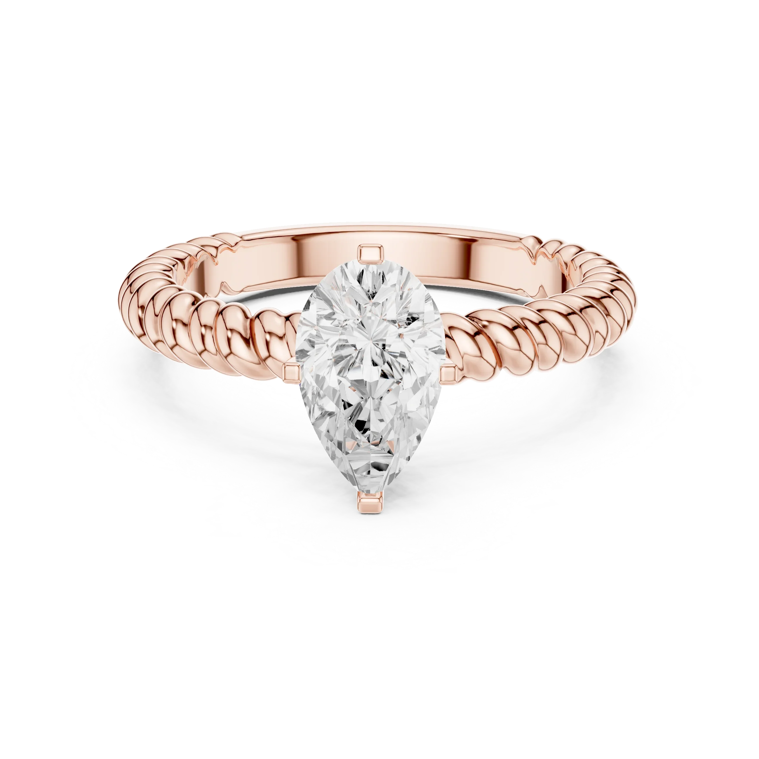 Pear Cut Certified Lab-Grown Diamond 1.00ct Solitaire Twisted Rope Ring