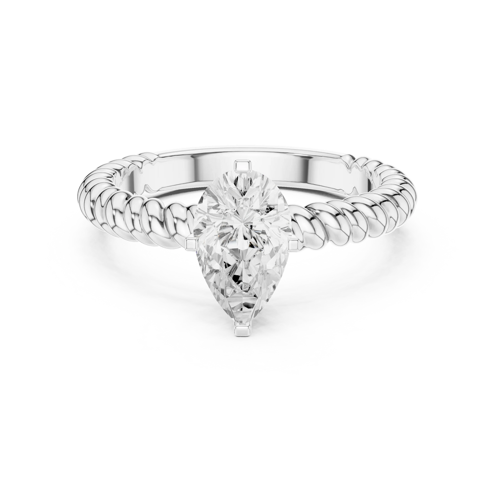 Pear Cut Certified Lab-Grown Diamond 1.00ct Solitaire Twisted Rope Ring