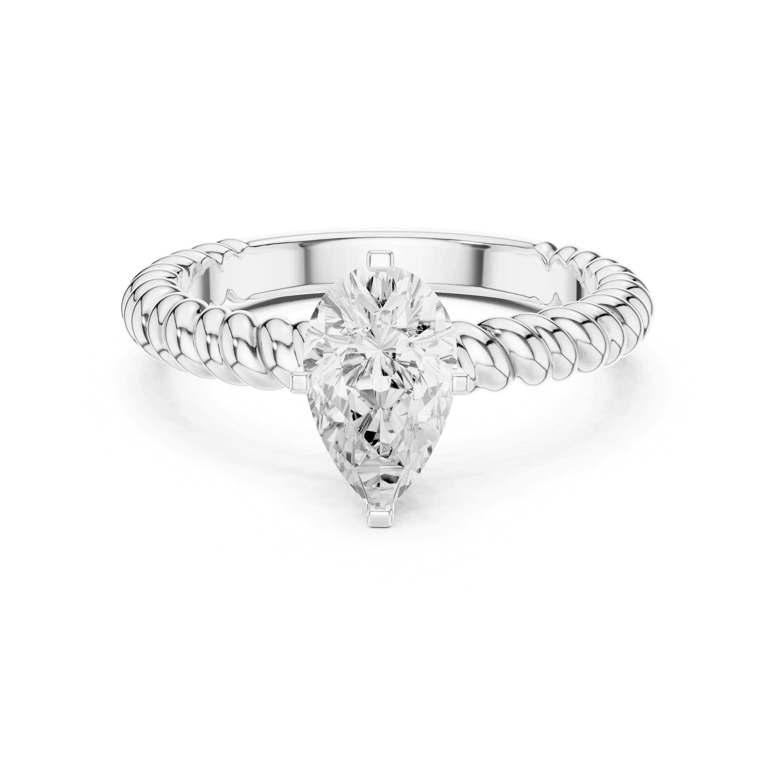 Pear Cut Certified Lab-Grown Diamond 1.00ct Solitaire Twisted Rope Ring