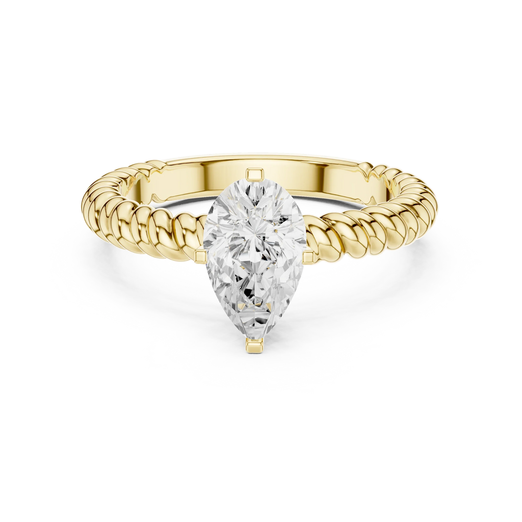 Pear Cut Certified Lab-Grown Diamond 1.00ct Solitaire Twisted Rope Ring