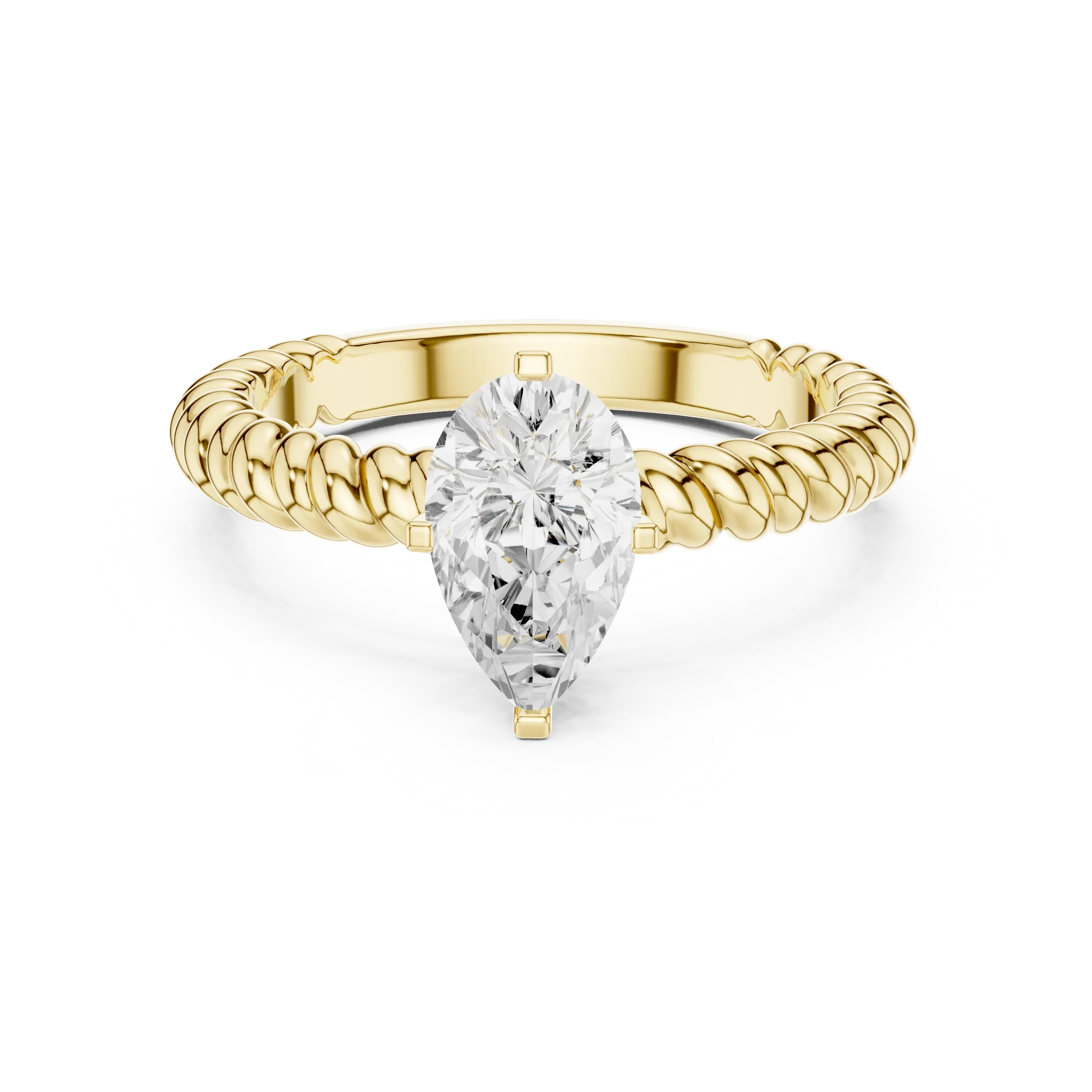 Pear Cut Certified Lab-Grown Diamond 1.00ct Solitaire Twisted Rope Ring