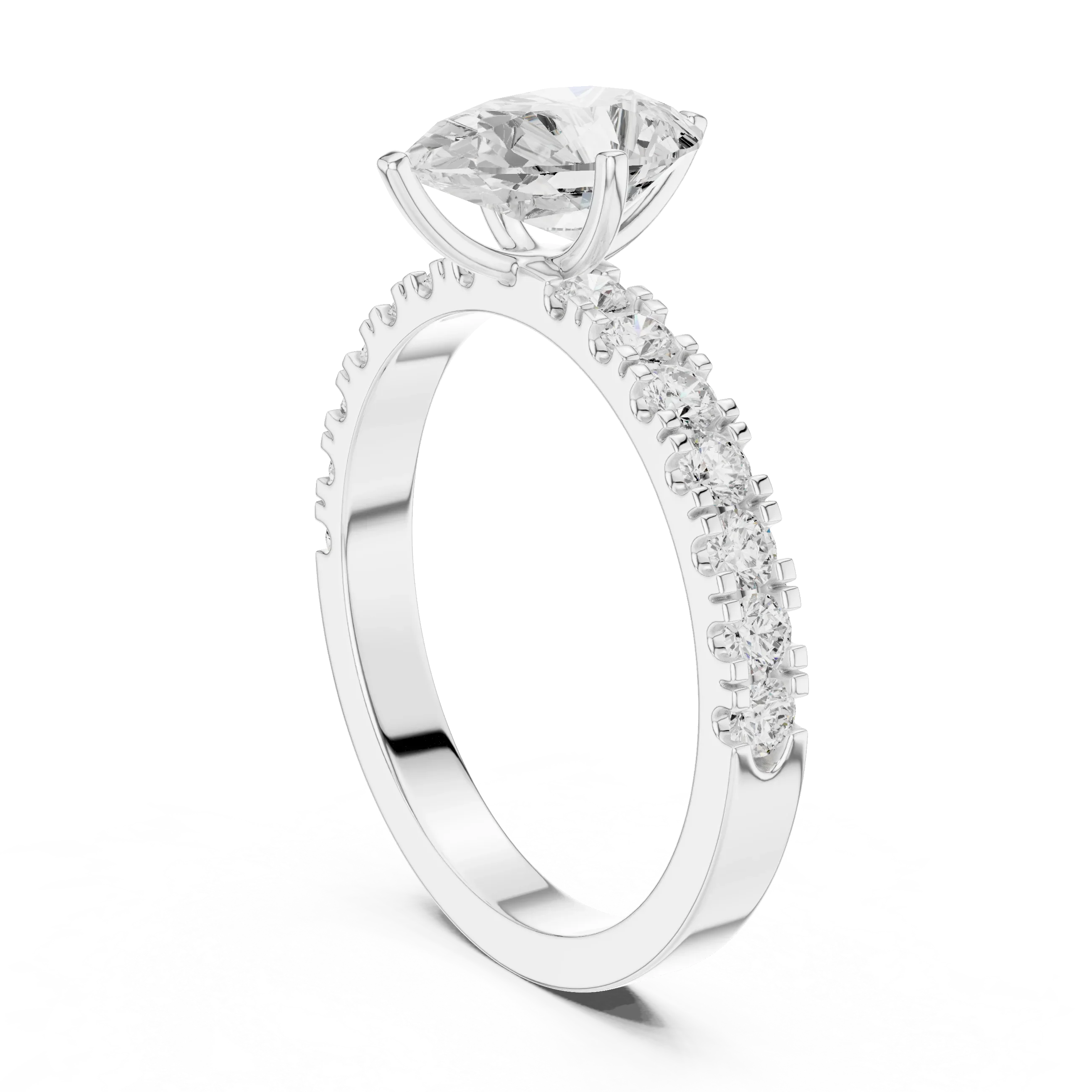 1.49 CTW Pear Diamond White Gold Moissanite Engagement Ring