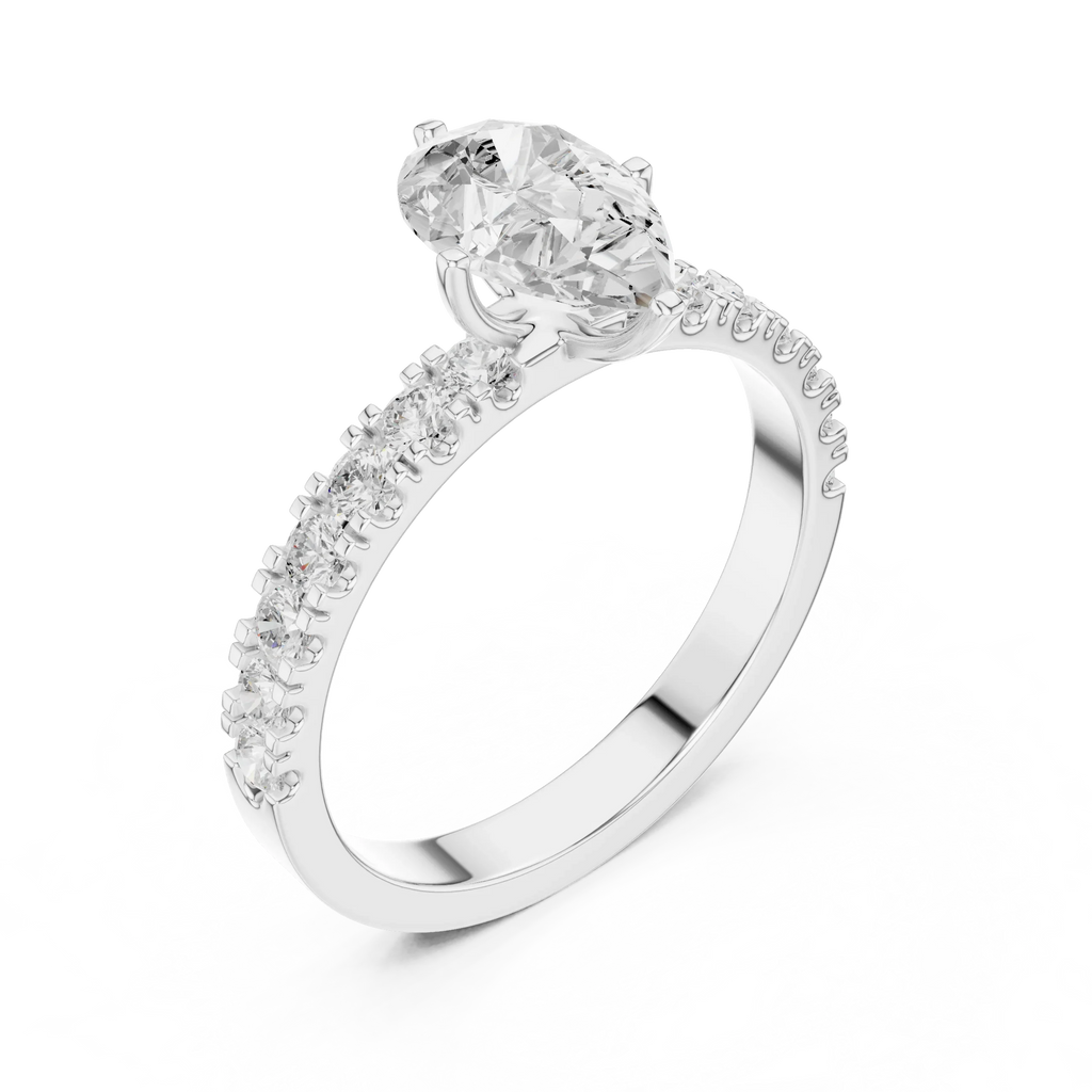1.49 CTW Pear Diamond White Gold Moissanite Engagement Ring