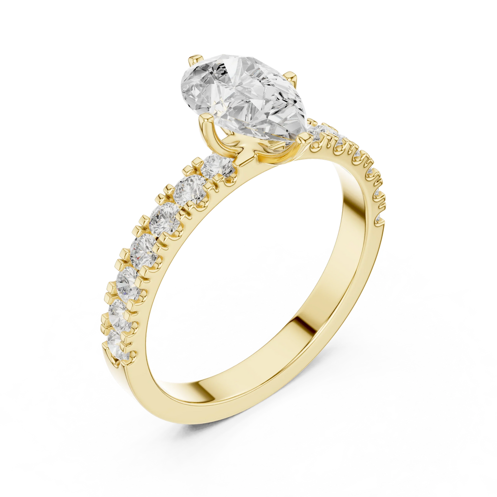 1.49 CTW Pear Diamond White Gold Moissanite Engagement Ring
