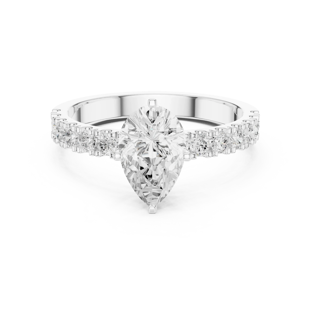 1.49 CTW Pear Diamond White Gold Moissanite Engagement Ring