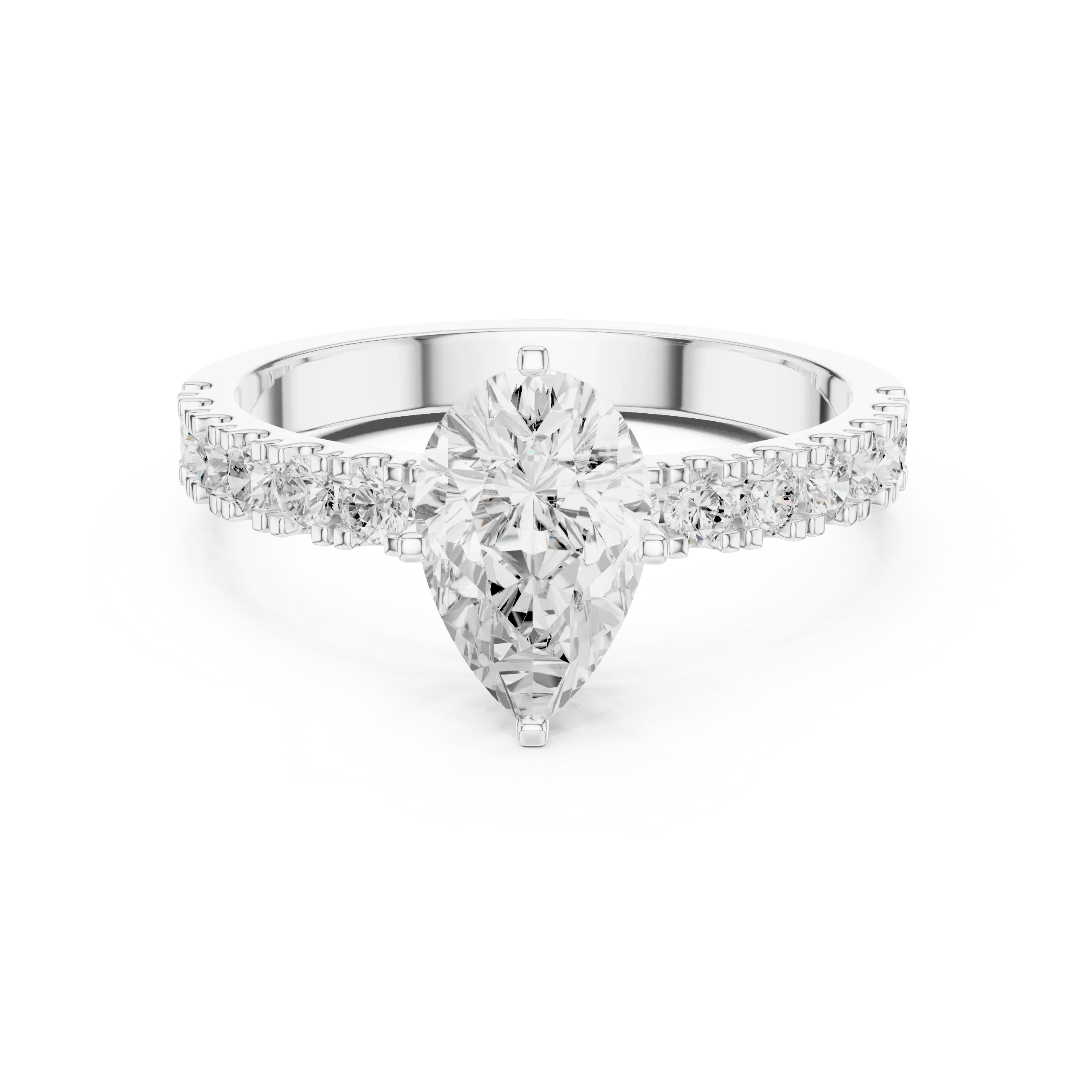 1.49 CTW Pear Diamond White Gold Moissanite Engagement Ring