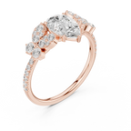 14K White Gold 1.43 CT Pear VVS1 Floral Cluster Moissanite Engagement Ring