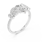 14K White Gold 1.43 CT Pear VVS1 Floral Cluster Moissanite Engagement Ring