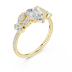 14K White Gold 1.43 CT Pear VVS1 Floral Cluster Moissanite Engagement Ring
