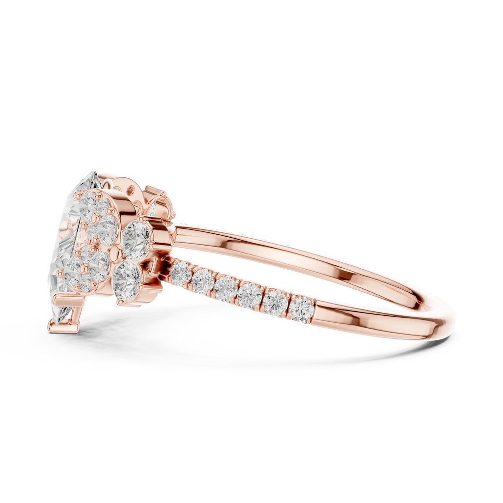 14K White Gold 1.43 CT Pear VVS1 Floral Cluster Moissanite Engagement Ring