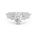 14K White Gold 1.43 CT Pear VVS1 Floral Cluster Moissanite Engagement Ring