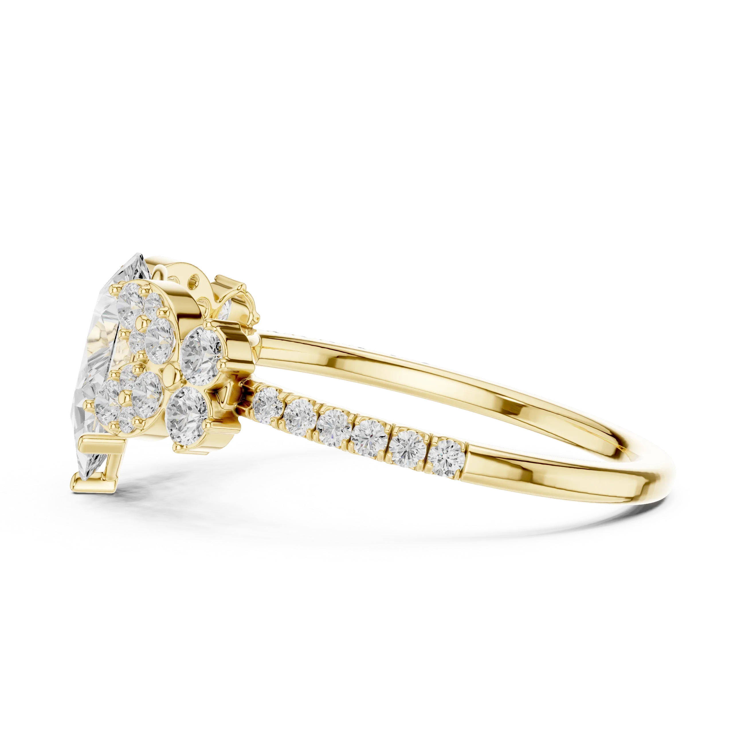 14K White Gold 1.43 CT Pear VVS1 Floral Cluster Moissanite Engagement Ring