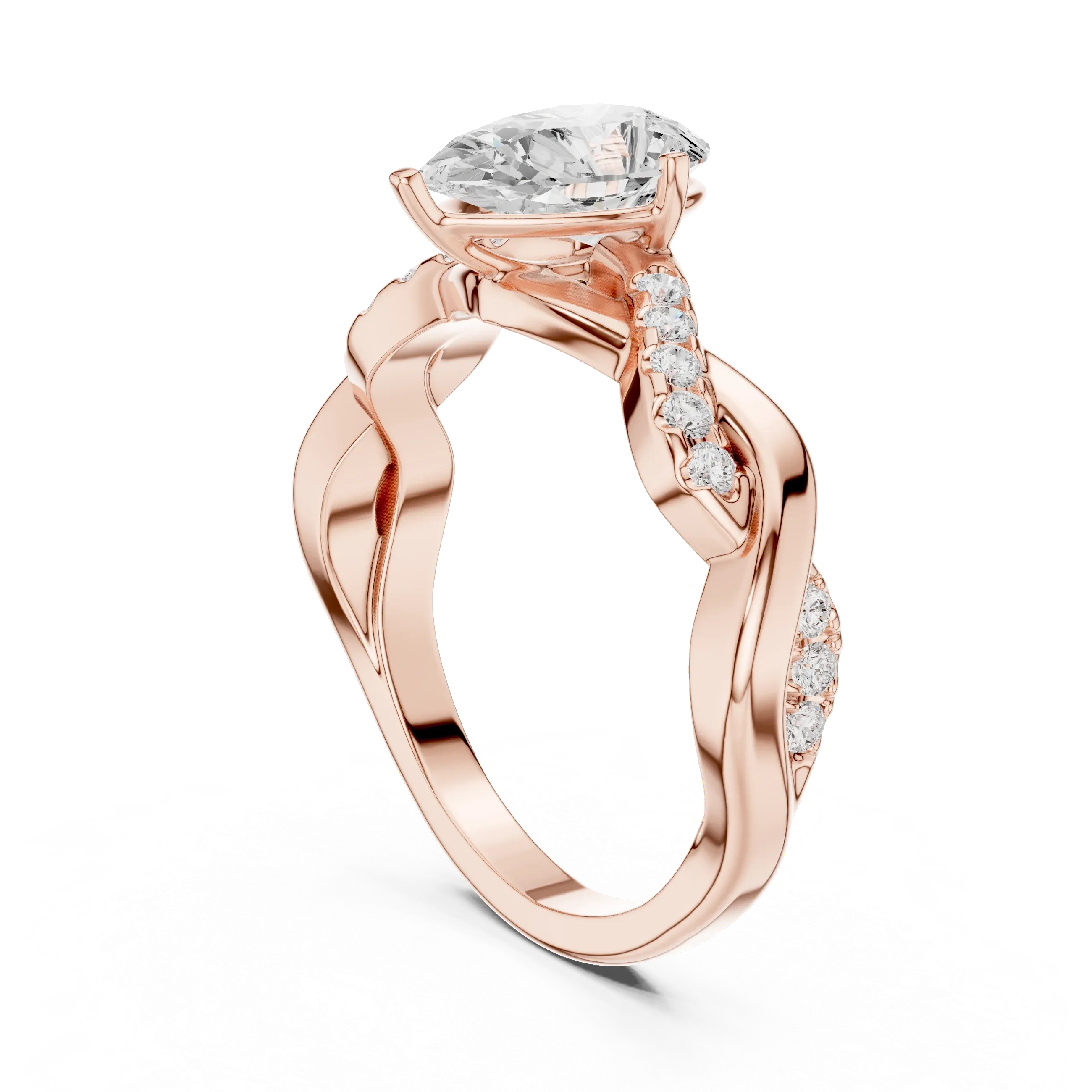 14K White Gold D Color Infinity Pear Moissanite Engagement Ring