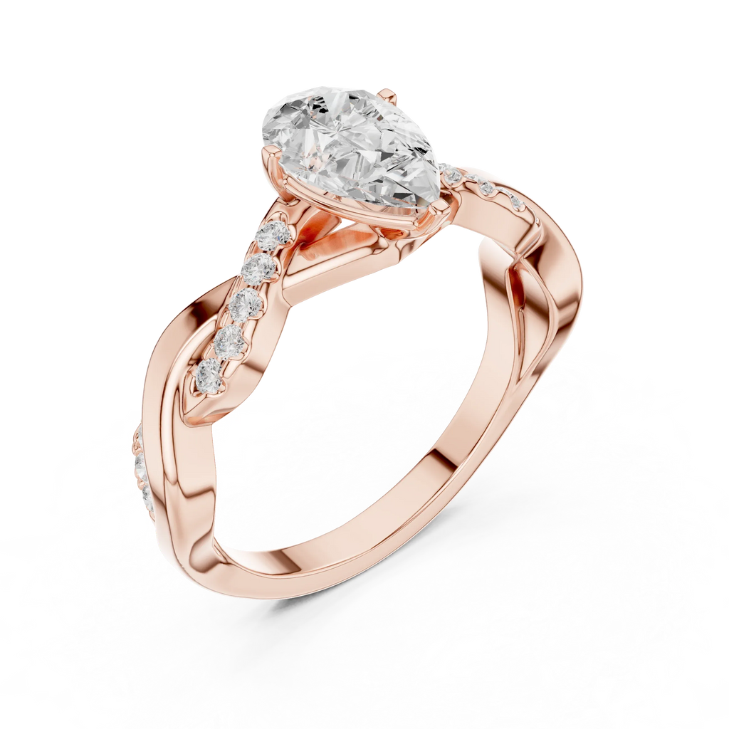 14K White Gold D Color Infinity Pear Moissanite Engagement Ring
