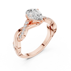 14K White Gold D Color Infinity Pear Moissanite Engagement Ring