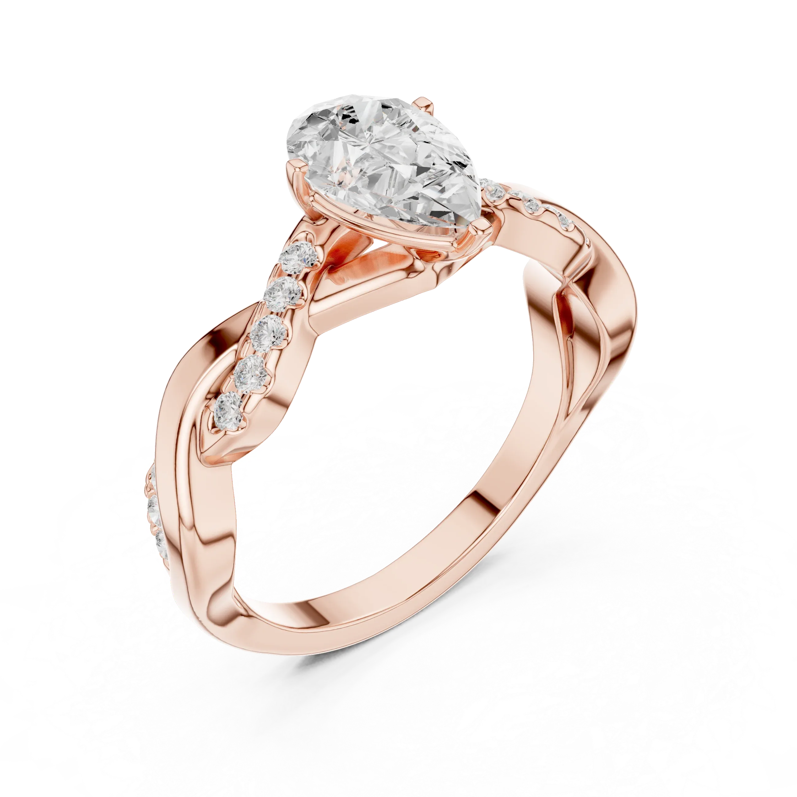 14K White Gold D Color Infinity Pear Moissanite Engagement Ring