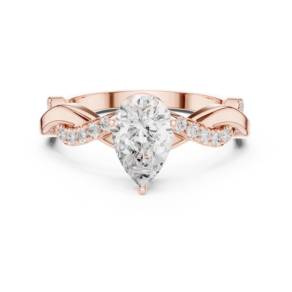 14K White Gold D Color Infinity Pear Moissanite Engagement Ring
