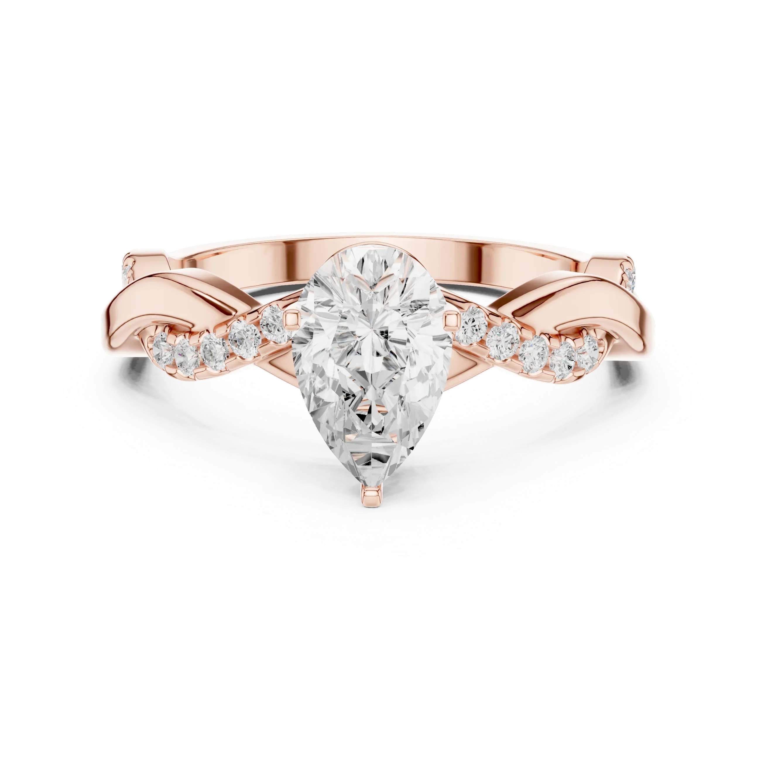 14K White Gold D Color Infinity Pear Moissanite Engagement Ring