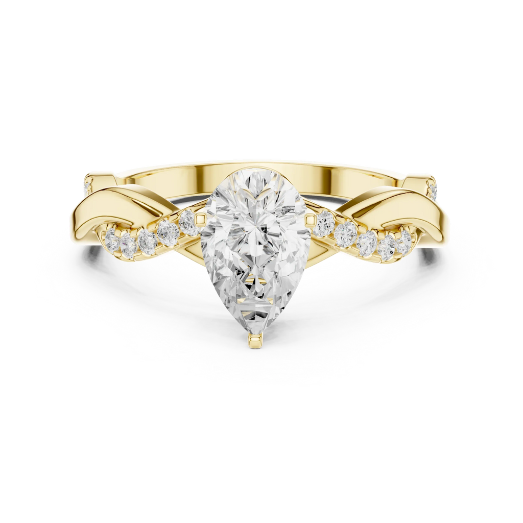 14K White Gold D Color Infinity Pear Moissanite Engagement Ring