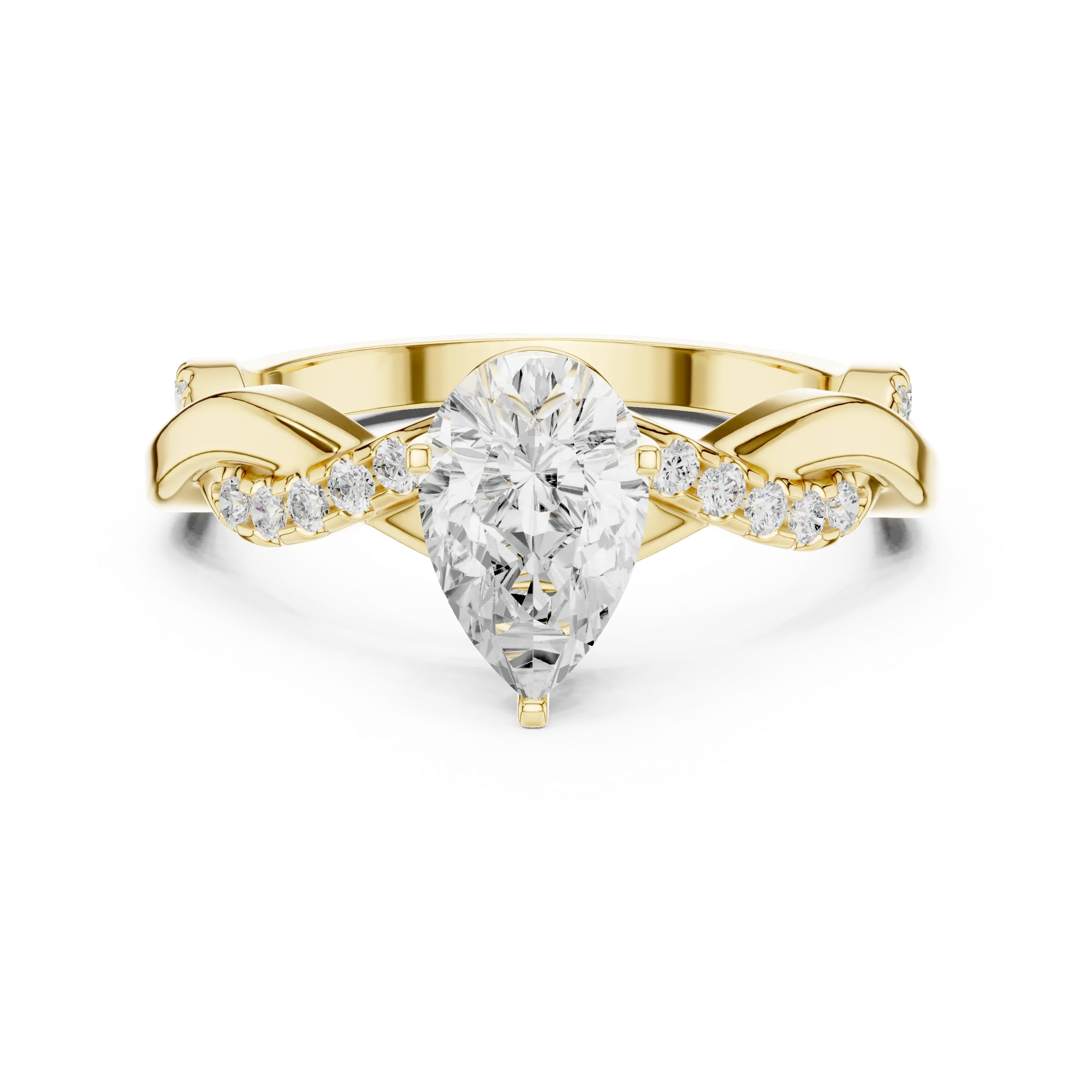 14K White Gold D Color Infinity Pear Moissanite Engagement Ring