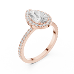 Pear Halo Pave Band 10K Gold VVS1 Lab Diamond Ring IGI-Certified