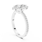 Pear Halo Pave Band 10K Gold VVS1 Lab Diamond Ring IGI-Certified