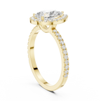 Pear Halo Pave Band 10K Gold VVS1 Lab Diamond Ring IGI-Certified