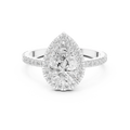 Pear Halo Pave Band 10K Gold VVS1 Lab Diamond Ring IGI-Certified