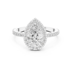 Pear Halo Pave Band 10K Gold VVS1 Lab Diamond Ring IGI-Certified