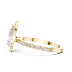 Pear Halo Pave Band 10K Gold VVS1 Lab Diamond Ring IGI-Certified