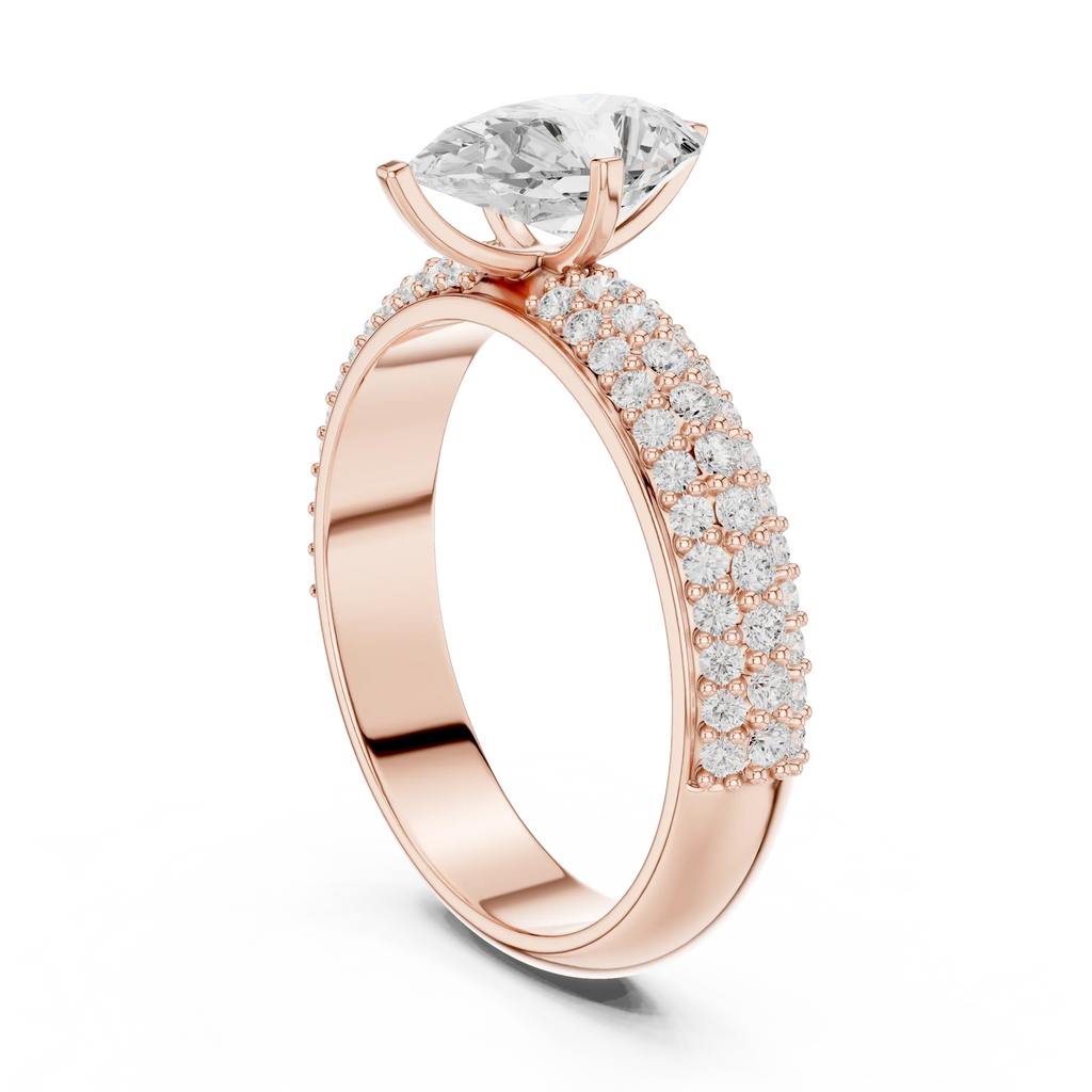 1.48 CTW Pear Moissanite Multi Row Engagement Diamond Ring