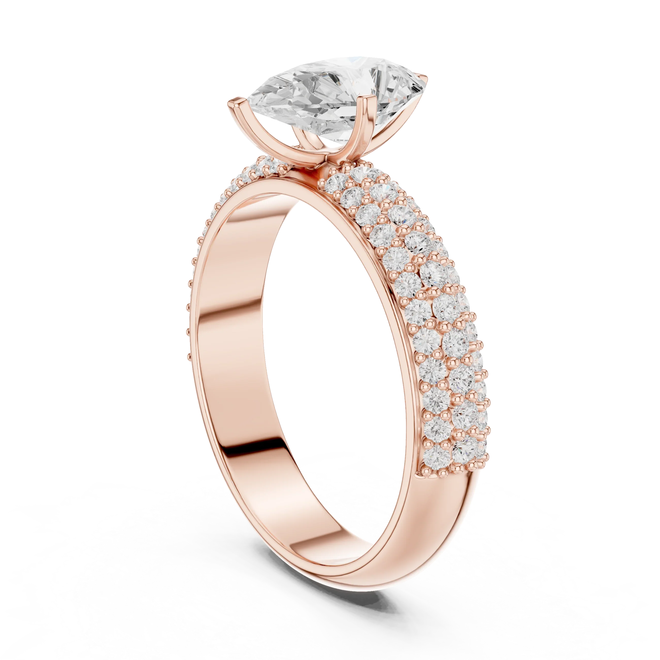 1.48 CTW Pear Moissanite Multi Row Engagement Diamond Ring