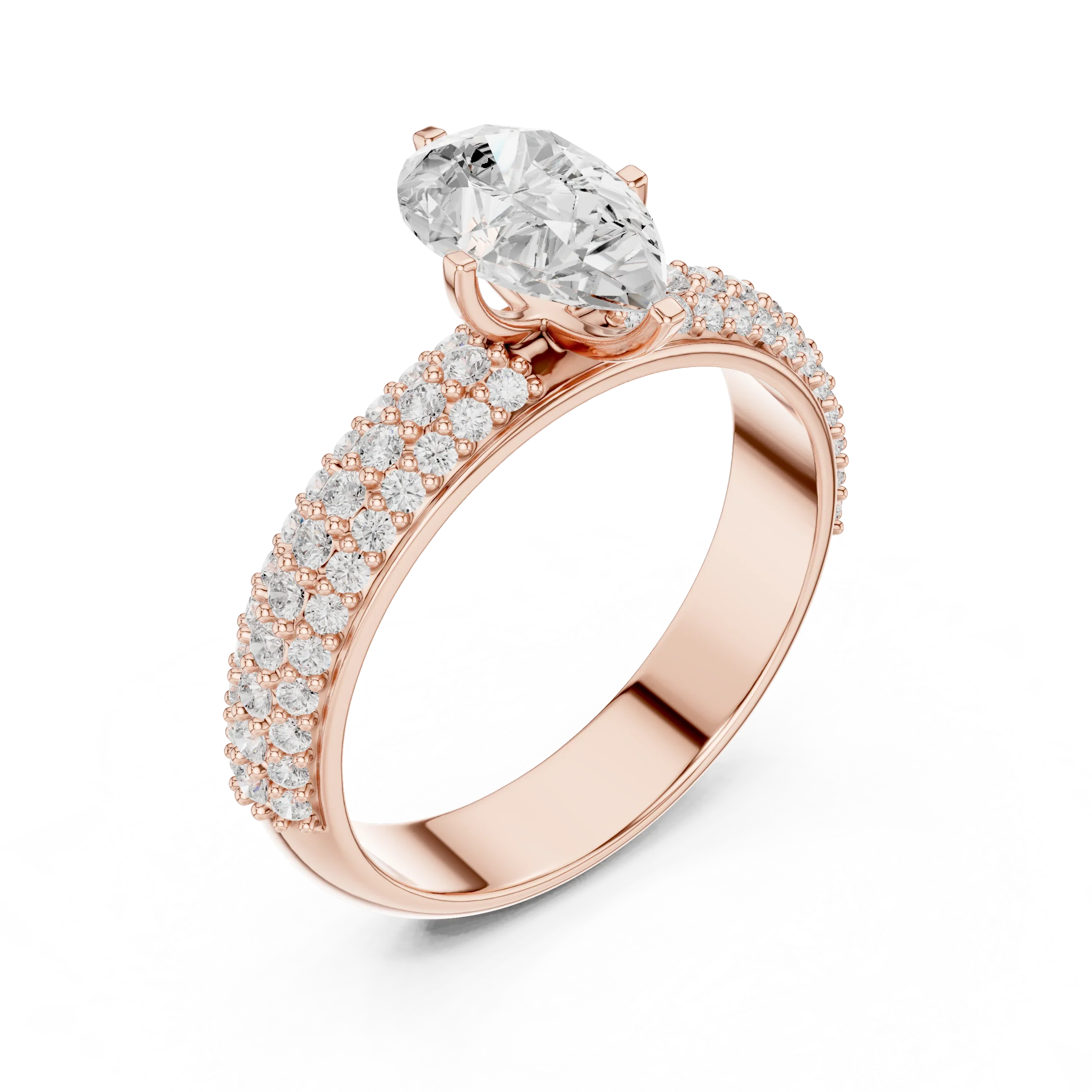 1.48 CTW Pear Moissanite Multi Row Engagement Diamond Ring
