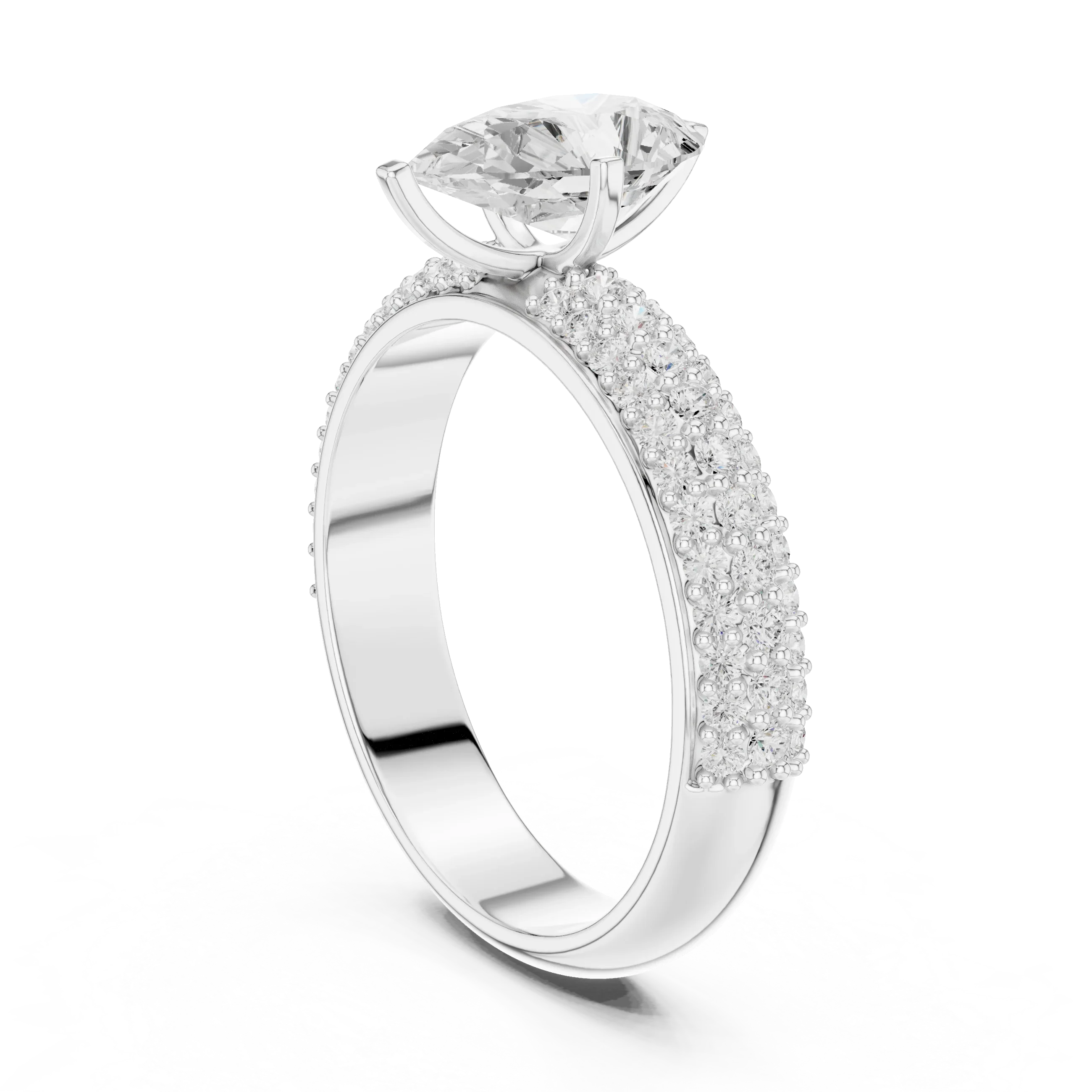 1.48 CTW Pear Moissanite Multi Row Engagement Diamond Ring