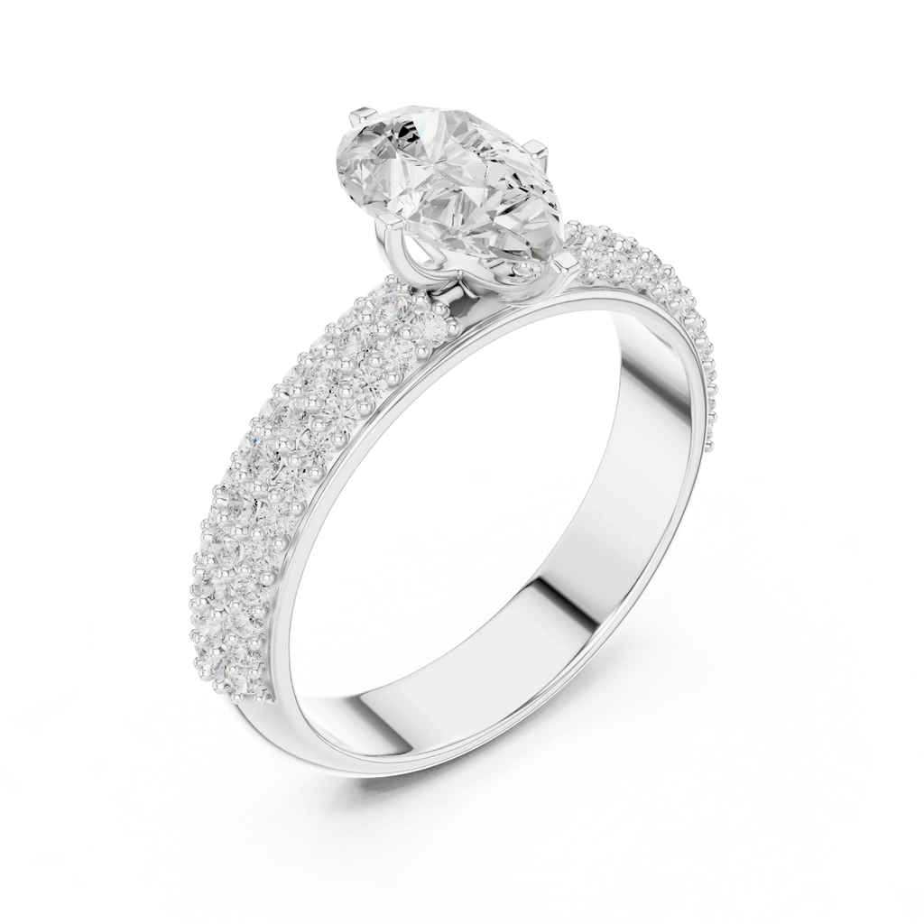 1.48 CTW Pear Moissanite Multi Row Engagement Diamond Ring