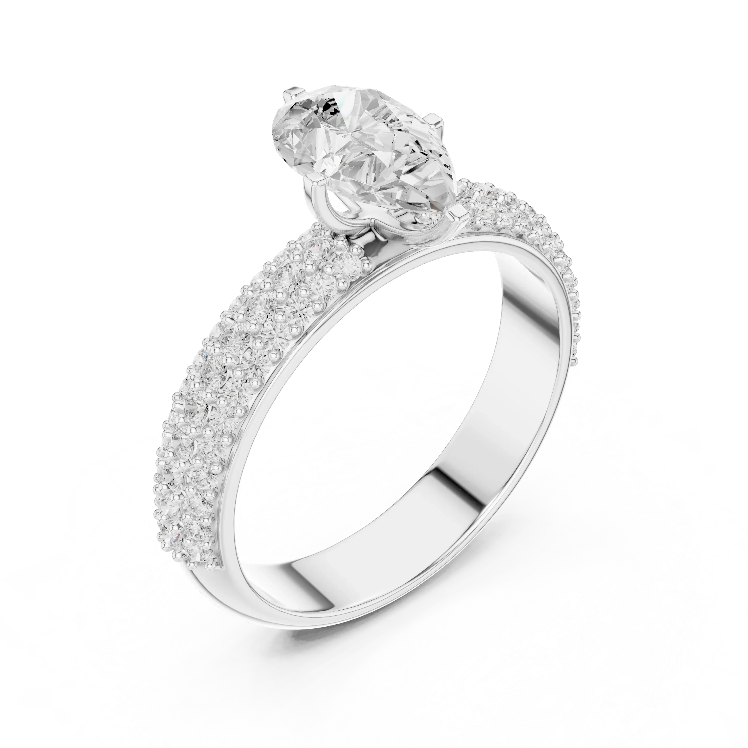 1.48 CTW Pear Moissanite Multi Row Engagement Diamond Ring