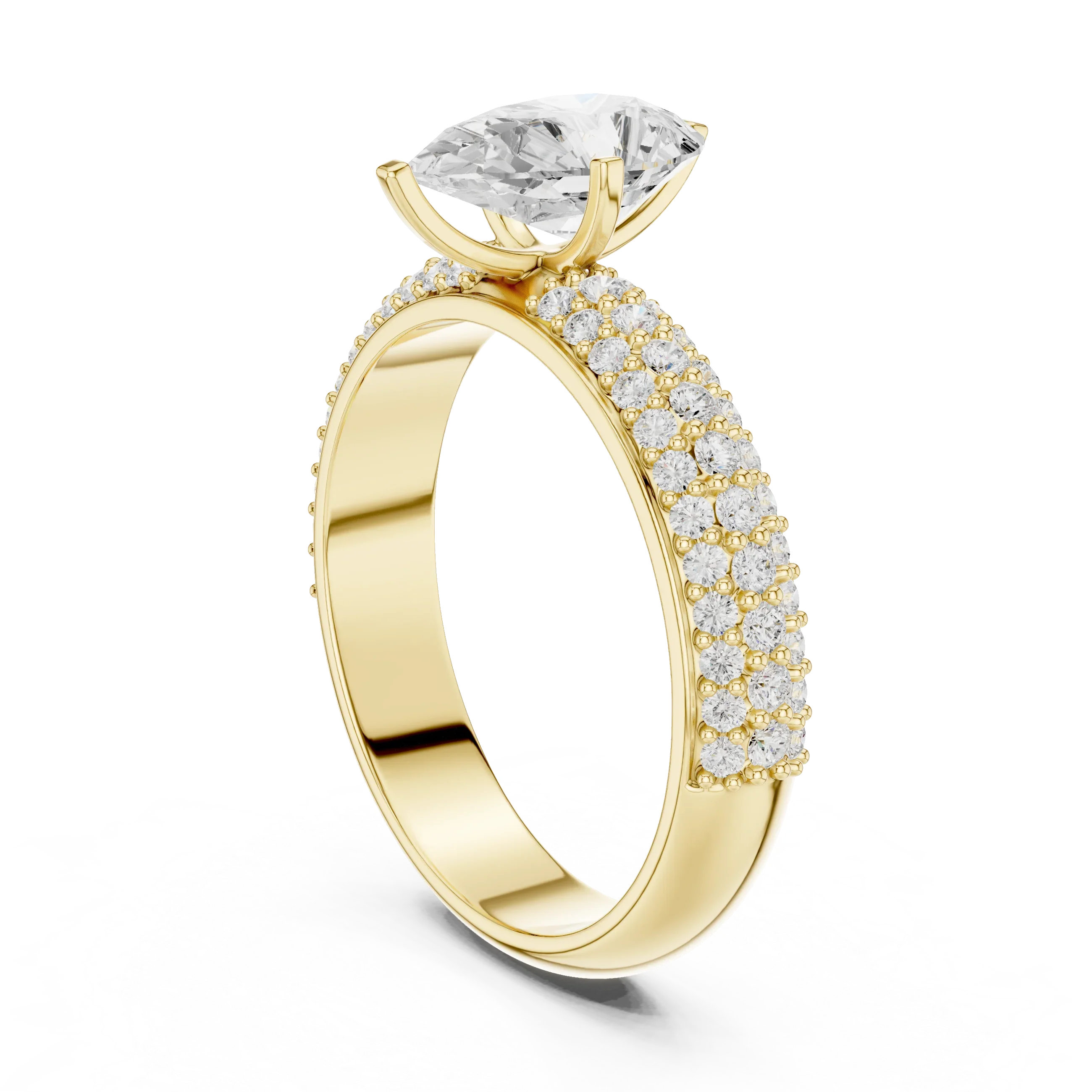 1.48 CTW Pear Moissanite Multi Row Engagement Diamond Ring