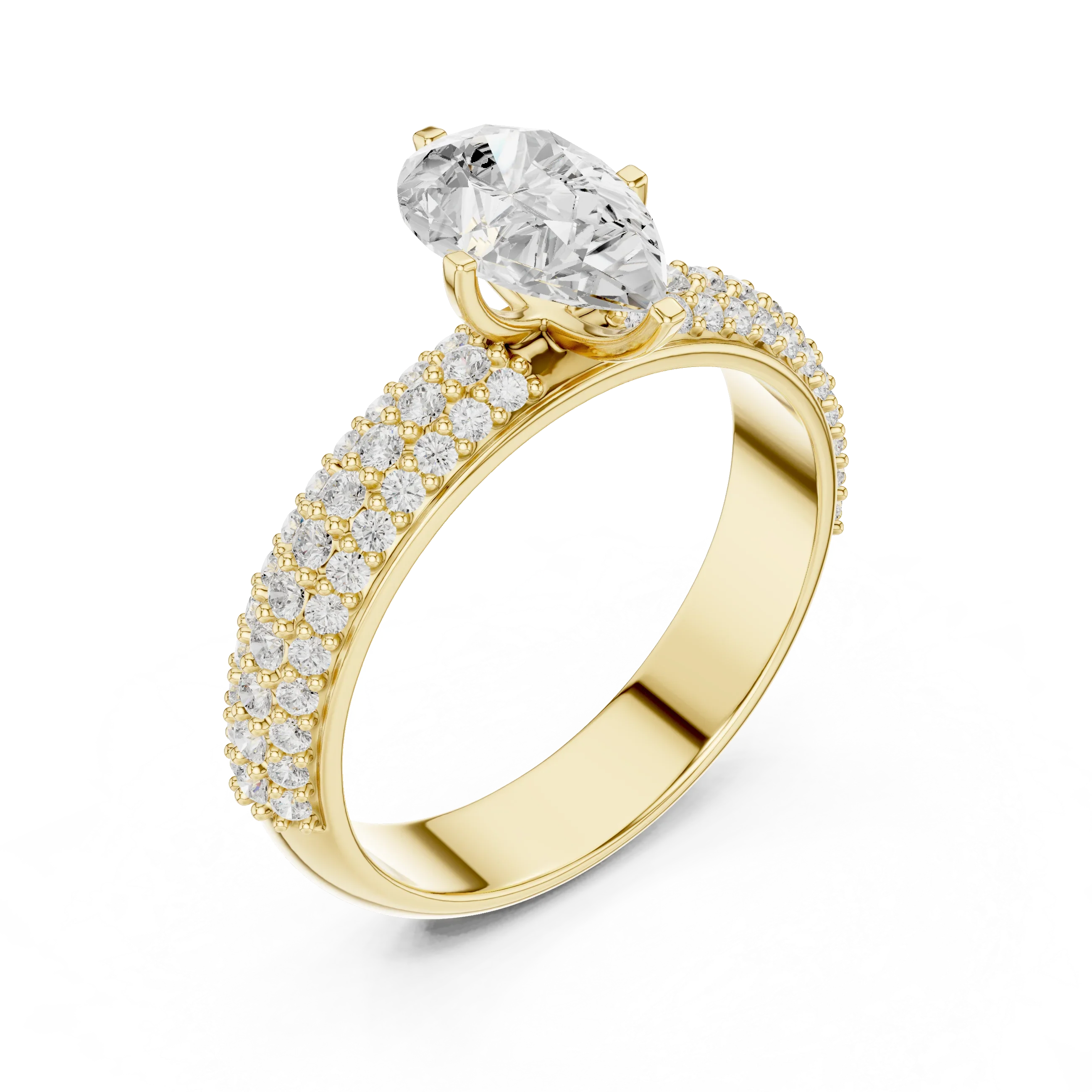 1.48 CTW Pear Moissanite Multi Row Engagement Diamond Ring