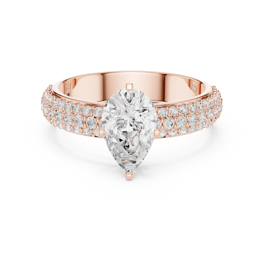 1.48 CTW Pear Moissanite Multi Row Engagement Diamond Ring