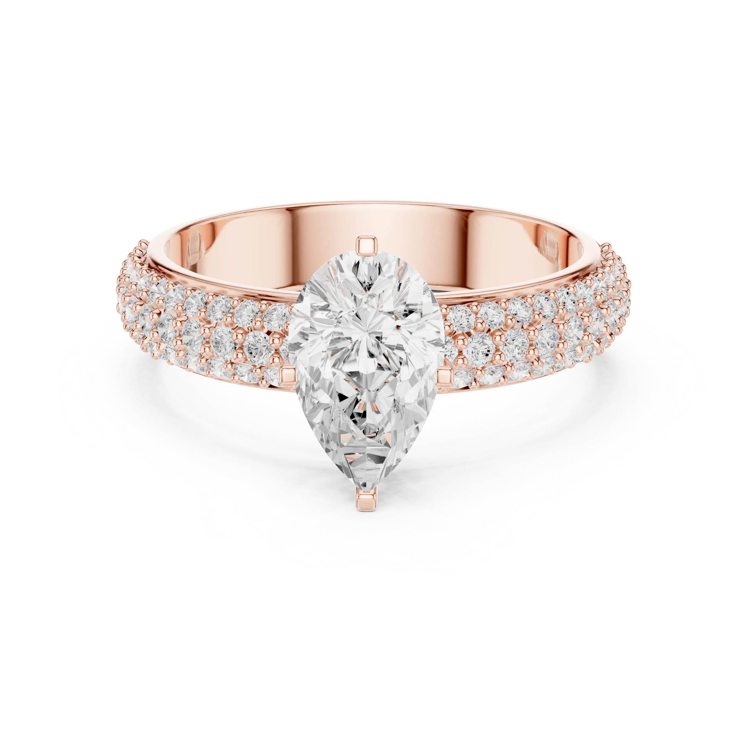 1.48 CTW Pear Moissanite Multi Row Engagement Diamond Ring